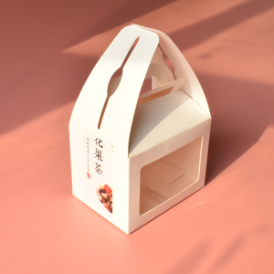 Cumpleanos Caja de papel portátil de lujo Caja de regalo de la torta con ventana de PVC transparente impreso Logo para llevar - Product Image 6