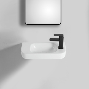Lavabo de baño de mano <span class=keywords><strong>suspendido</strong></span> <span class=keywords><strong>pequeño</strong></span> para apartamento, lavabo de baño de cerámica colgado en la pared moderno - Product Image 2