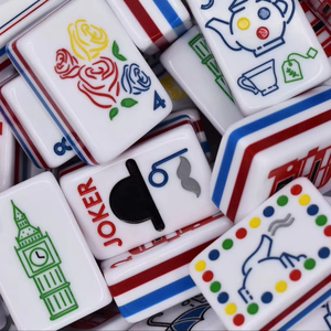 Nouvel ensemble de tuiles de mahjong <span class=keywords><strong>en</strong></span> acrylique de luxe moderne, design style londonien à 5 étages, idéal pour les jeux de société, ensemble de mahjong London Calling - Product Image 1