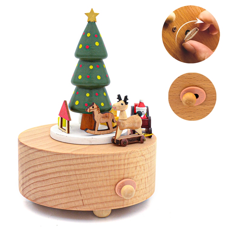 52705025 Boîte à musique ronde de Noël avec traîneau