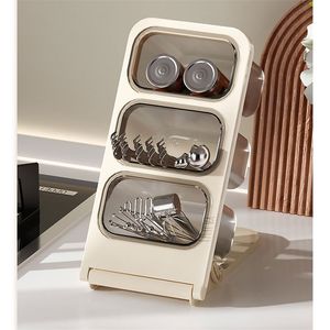 Boîte de rangement de bureau en plastique, idéale pour la rentrée scolaire, organiseur de stylos incliné à trois niveaux, simplicité moderne, pour papeterie et cosmétiques - Product Image 2