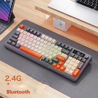 Keyboard Gaming M96 Wireless Bluetooth Dual-Mode 98-Tombol Mekanik PBT Ball Cap dengan Display Knob, Antarmuka USB Free Wolf