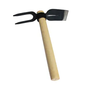 Bêche et <span class=keywords><strong>pioche</strong></span> en acier en forme de fourche, tête de <span class=keywords><strong>pioche</strong></span>, outils de jardinage agricole pour le creusement avec manche en bois - Product Image 1