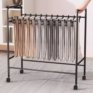Porte-pantalons vertical grande capacité anti-plis pour chambre à coucher avec 25 crochets et roulettes verrouillables mobiles - Product Image 1