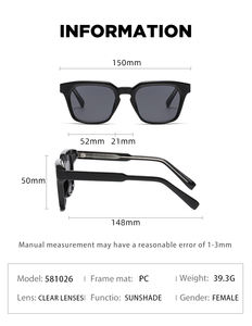 KAJILA 2025卸売ファッションデザイナーカスタムロゴスクエアPCフレームCPテンプルUV400シェードサングラス女性男性用 - Product Image 6