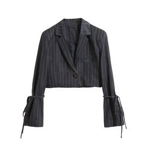 Chaqueta corta a rayas para <span class=keywords><strong>Mujer</strong></span>, moda de invierno, alta calidad, 2021 - Product Image 1