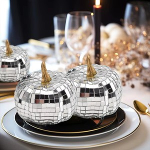 Halloween <b>Mirror</b> Glass Pumpkin Disco Ball Laser Reflective Pumpkin Model for Wedding KTV Bar Christmas Party Decor - Product Image 4