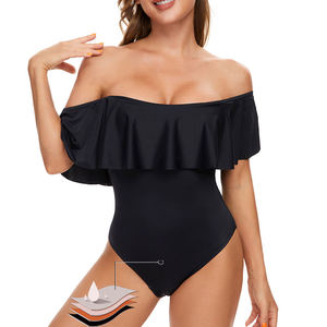 Black Solid <strong>Underwire</strong> <strong>Tankini</strong> Top for Women-Tummy Control Twist Front No Bottom 1 Piece Swimwear - Product Image 3