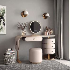 <span class=keywords><strong>Commode</strong></span> moderne en MDF avec éclairage LED et miroir lumineux pour chambre, salon, salle à manger, hall d'hôtel et rangement d'appartement - Product Image 4