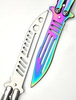 Boutique 440C Acier Lame Non Coupée Couteau Papillon Pliant Coloré EDC Outil Manche En Acier pour Formation Pratique Cadeau De Noël OEM