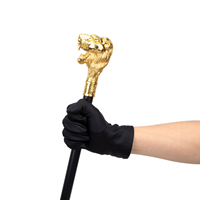 Canne de marche décorative en forme de tête de lion dorée avec moustache, canne de marche de cosplay de vampire, croix d'Halloween, 93 cm