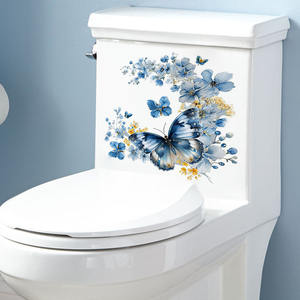 Dessin animé fleur papillon Rose plante verte <span class=keywords><strong>toilette</strong></span> autocollant salle de bain décoration <span class=keywords><strong>papier</strong></span> <span class=keywords><strong>peint</strong></span> auto-adhésif PVC sticker mural - Product Image 5