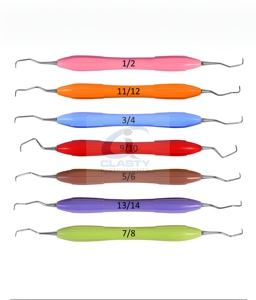 Juego de Curetas Dentales CLASTY de 7 Piezas, Instrumentos Quirúrgicos Manuales con Código de Color para Operaciones Orales, Acero Reutilizable con Certificación CE Clase I - Product Image 1