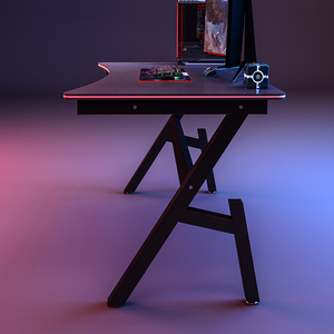 <span class=keywords><strong>Bureau</strong></span> de jeu RVB de <span class=keywords><strong>160</strong></span> <span class=keywords><strong>cm</strong></span> Grande table de jeu pour ordinateur portable <span class=keywords><strong>Bureau</strong></span> à domicile avec revêtement en fibre de carbone avec crochet pour casque Porte-gobelet - Product Image 3