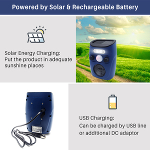 Sensor de repelente de perros y gatos ultrasónico con energí<span class=keywords><strong>a</strong></span> solar y eléctrica recargable, espantapájaros para asustar <span class=keywords><strong>a</strong></span> los pájaros en el jardín - Product Image 5