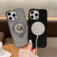 Étuis de téléphone de mode de conception d'ondulation de l'eau pour des iphones 16 15 Pro Max 14 13 12 11 couverture claire de téléphone portable de PC avec le support de gyroscope