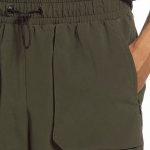Pantalones Cortos Cargo para Hombre, Color Sólido, Secado Rápido, Cintura Media, con Cordón, Estilo Casual, Verde Oliva, 100% Algodón - Product Image 5