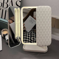 Nouveaux outils cosmétiques Led bureau avec lumière remplissage miroir Portable coiffeuse miroir coquille miroir cadeau pour les femmes