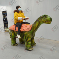 Manège de dinosaure animatronique à monnayeur pour parcs d'attractions, dinosaure électrique à long cou à chevaucher
