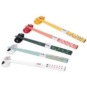 2021定制可爱筷子幸运猫休息礼品套装5只动物筷子和可爱幸运5只猫筷子支架