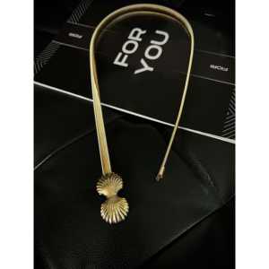 เข็มขัดผู้หญิงฟิโอริพร้อมหัวเข็มขัดแบบเปลือกหอยชุบโลหะผสมสไตล์ลำลอง - Product Image 2