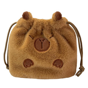 6892 haute qualité en peluche Capybara moelleux cordon maquillage sac avec bretelles filles mignon dessin animé Animal Capybara maquillage sac - Product Image 1