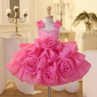 Nouvelle Robe de Premier Anniversaire pour Enfants 2026, Robe de Princesse pour Filles, Décoration Florale en Lin Crocheté, Robe de Cérémonie pour Petite Fille, Robe de Piano pour Hôtesse