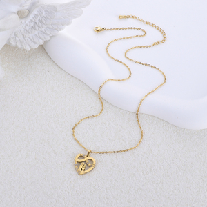 Collar con colgante de corazón chapado en oro 304 316 con circonita cúbica, cadena de aleación romántica para uso diario, regalo de joyería unisex. - Product Image 1