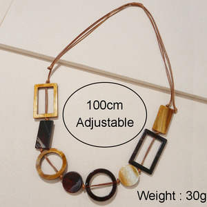 Handmade Ethnic Retro Women Necklace Double Layer Acetate Acrylic Pendant Adjustable <b>Chain</b> Trendy Vintage Daily Neck Jewelry - Product Image 3