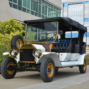 Nouveau modèle de voiture électrique vintage rétro personnalisée, très appréciée, avec 3 rangées de sièges noirs, chariot de tourisme classique pour hôtels et parcs - Product Image 2