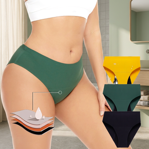 Braguitas menstruales sin costuras de 4 capas para mujer, de corte alto, absorbentes, para incontinencia, lisas, reutilizables, a prueba de fugas, para uso diario. - Product Image 3