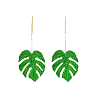Boucles d'oreilles tendance en alliage avec feuilles de Monstera, longues, émaillées, motif dos de tortue, feuilles de bambou et de palmier, bijoux pour femmes, plage