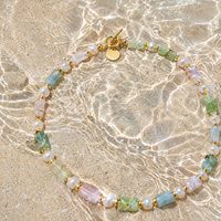 Collier en pierres naturelles colorées de conception originale, perles d'eau douce, mélange de pierres précieuses, fermoir OT, bijoux bohèmes personnalisés