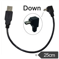 0,25 m USB MINI 5 pines 5P 90 ° ángulo macho a USB 2,0 un cable de enchufe macho 28AWG ángulo recto arriba abajo izquierda Mini 5 pines Cable adaptador USB