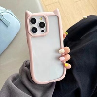 Funda Transparente para Teléfono Móvil con Orejas de Gato 3D para iPhone 16 Pro Max 15 14 13 12 11, Diseño de Gatito Adorable, Antigolpes