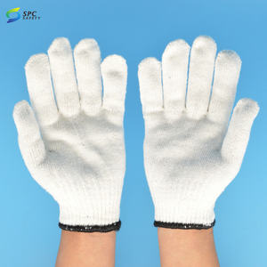 Guantes de trabajo de punto de hilo de poliéster blanco sin costuras de almacén de fábrica reutilizables ligeros económicos industriales de uso general - Product Image 5