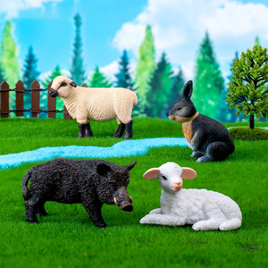 Miniature Figurines DIY Kids Forest Animal Toy <b>Simulation</b> Pig and Sheep Resin Party Farm Set Children's Educational Play Sets - Product Image 2