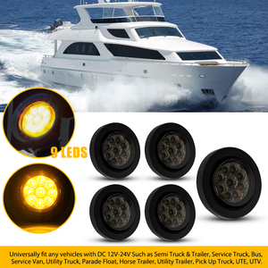 Feux de position latéraux ronds AUXITO de 2 pouces, 9 LED jaunes ambre, avec anneau de fixation pour camion, UTV, couvercle fumé, 5 pièces - Product Image 6