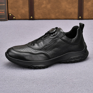 Chaussures de sport pour hommes en cuir véritable, bout rond, respirantes, semelle intermédiaire en EVA, semelle extérieure en caoutchouc, chaussures décontractées d'été pour la marche - Product Image 1
