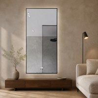 Miroir de salle de bain LED à cadre en alliage d'aluminium, miroir argenté sans cuivre de 5 mm, montage mural, IP44, commande tactile, miroir de vanité éclairé