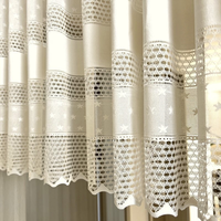 Cortinas de Encaje con Bordado de Estrellas y Filtro de Luz Estilo Rústico para Sala de Estar y Dormitorio