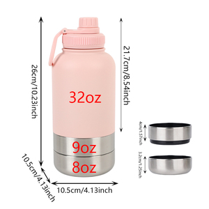 Logotipo personalizado OEM 32oz 3 en 1 Alimentador de mascotas aislado de acero inoxidable 1000ml Botella de agua portátil de viaje al aire libre para perros - Product Image 3