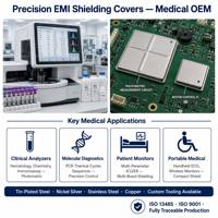 Base de blindage OEM personnalisée multi-compartiments en acier inoxydable et laiton pour blindage EMI/RF, pour carte PCB SMT, avec couvercle de blindage estampé en métal