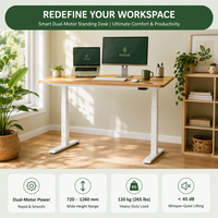 Bureau assis-debout électrique ergonomique et durable en fer, avec double moteur dissimulé, réglable en hauteur sur 2 niveaux, pour le bureau