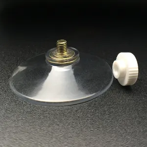 50Mm Doorzichtige Plastic Vacuüm Waterdichte Schroef Zuignap Cups Met Witte Plastic Moeren