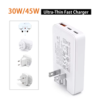 HNT Nouveau chargeur mural ultra-fin PD 30W/45W à charge rapide avec port USB-A + 2 ports Type-C, adaptateur d'alimentation portable pour iPhone OEM/ODM