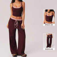 Legging yoga ARCHNANO kontras dengan celana olahraga berikat pinggang dan saku, jogger polkadot wanita, logo custom OEM/ODM