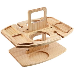 Wooden Multi Tiered Portable <b>Tray</b> For Picnics Parties <b>Snacks</b> Drinks Fruit Plates Handheld Wine <b>Trays</b> - Product Image 2