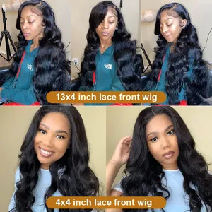 瑞士蕾丝正面假发雷米头发印度生原始角质层对齐体波蕾丝正面假发 - Product Image 3