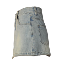 Mini-jupe en jean taille haute Y2K pour femme, silhouette bouffante, vintage, délavée bleu clair, 100 % coton, mignonne, décontractée, pour l'été et les fêtes